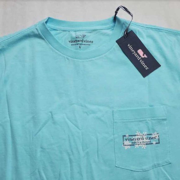 New men's M Vineyard Vines snowflake logo box long sleeve pocket tee t-shirt - Picture 4 of 5